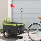 vidaXL Kolesarska prikolica črna in zelena 30 kg železo | Shoptok.si