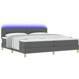 vidaXL LED Box Spring Krevet Tamno siva 200 x 200 cm tkanina - Tamno siva 200 x 200 cm Prošiveno gumbima | shoptok.hr