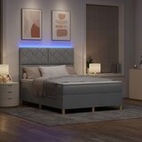  LED Box Spring Krevet Svijetlo siva 140 x 190 cm tkanina | shoptok.hr