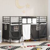  Krevet na kat za djecu s zavjesama Crna 90 x 190 cm | shoptok.hr