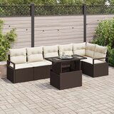  7-delni set vrtne sofe z blazinami Rjava Poli Rattan, 2-sedežni kavč za vrt z blazinami Rjava Poli Rattan, (22091296) | Shoptok.si