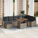 vidaXL 9-delna zunanja jedilna garnitura z blazinami Siva Poli Ratan Acacia Cene