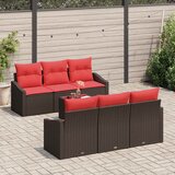  Set sofe 7 kom. 3-Broj sjedala Smeđa i crvena poliratan | shoptok.hr