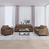  3-dijelni set sofa s jastucima smeđi od tkanine | shoptok.hr