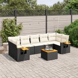 Maison Chic Seti vrtnega pohištva - Vrtna garnitura - Vrtni pohištvo set 8-delna z blazinami črn poli ratan, (21804512) | Shoptok.si