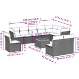 Vrtna garnitura - 11-dijelni set vrtnih sofa od poliratana s jastucima crni - Crna 1 | shoptok.hr