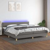  Box spring postelja z vzmetnico LED temno siva 200x200 cm blago, (21118429) | Shoptok.si