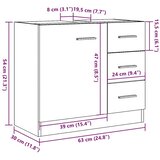  Ormarić za Lavabo - Umivaonik crni hrast 63x30x54 cm inženjerski drvo - Crni hrast | shoptok.hr