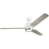 Elstead Lighting Elstead Kichler Zeus Stropni ventilator s 3 lopaticami, 152 cm, LED lučka, brušen nikelj, daljinski upravljalnik, (22100407) | Shoptok.si