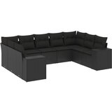 Maison Chic Seti vrtnega pohištva - Vrtna garnitura - Vrtni pohištvo set 9-delna z blazinami črn poli ratan, (21806195) | Shoptok.si