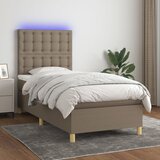  box spring s madracem LED smeđesivi 90x190 cm tkanina | shoptok.hr