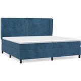  Box spring postelja z vzmetnico temno modra 200x200 cm žamet | Shoptok.si