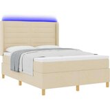 Box Spring Postelja z Blazino in LED Krem 160x200 cm Tkanina, (22049611) Slike