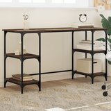 Maison Chic Pisalna miza - pisarniška miza - Računalniška miza rjavi hrast 140x50x75 cm kovina in inženirski les, (21785446) | Shoptok.si