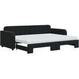  Dnevni krevet na razvlačenje s madracima crni 80x200 cm baršun | shoptok.hr