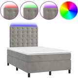  box spring s madracem LED svjetlosivi 120x200 cm baršun | shoptok.hr