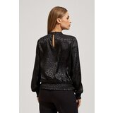 Marisse Black Puff Sleeve Animal Print Shirt | shoptok.hr