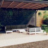 Maison Chic Seti vrtnega pohištva - Vrtna garnitura - Vrtni pohištvo set 11-delna z blazinami bela borovina, (21816541) | Shoptok.si