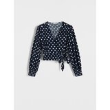 Reserved - Bluza na preklop od viskoze - mornarsko plava | shoptok.hr