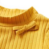 vidaXL Otroška majica z dolgimi rokavi rebrasta pletenina temno oker 104 | Shoptok.si