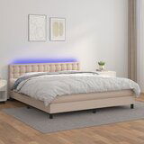 vidaXL Krevet box spring madrac LED cappuccino 160x200cm umjetna koža | shoptok.hr