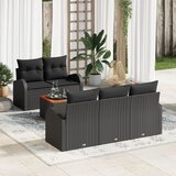 vidaXL 6-dijelni set vrtnih sofa s jastucima u crnoj boji od poliratana i akacije | shoptok.hr