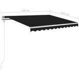 vidaXL Ročno zložljiva tenda z LED lučmi 3,5x2,5 m antracitna | Shoptok.si