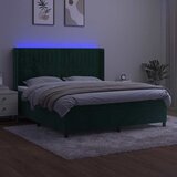 Krevet box spring s madracem LED tamnozeleni 180x200 cm baršun | shoptok.hr