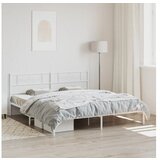 vidaXL Kovinski posteljni okvir z vzglavjem bel 183x213 cm Cene