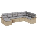 vidaXL 8-delni vrtni kavč set z blazinami Bež poli ratan | Shoptok.si