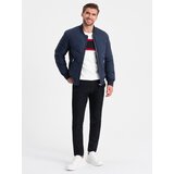 Ombre Men's quilted bomber jacket with metal zippers - navy blue | Eponuda.ba