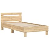  The Living Store Posteljni okvir z vzglavjem sonoma hrast 100x200 cm inž. les - Posteljni Okvir, (21497987) | Shoptok.si