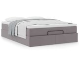  Otomanski posteljni okvir z vzmetnico siv 140x190 cm um. usnje, (22011848) | Shoptok.si