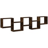 vidaXL Stenska kockasta polica 5 predelki dimljen hrast inženirski les | Shoptok.si