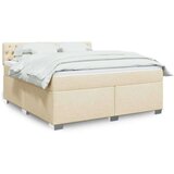 vidaXL Box spring postelja z vzmetnico krem 180x200 cm blago | Shoptok.si