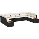  10-dijelni vrtni set kauča s jastučićima crna poli ratan acacia | shoptok.hr