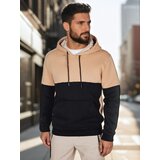 DStreet Bluza męska basic z kapturem kamelowa