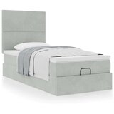 vidaXL Otomanski posteljni okvir z vzmetnicami siv 100x200cm žamet | Shoptok.si