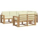 vidaXL Zunanja garnitura za sedenje 7 pcs Bela in krem Poliester, (5000280420) | Shoptok.si