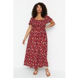 Trendyol Curve Claret Red Chest Gipe Patterned Woven Dress Cijene