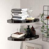  Plutajuće kutne police 2 kom sjajne crne 35 x 35 x 3,8 cm MDF | shoptok.hr