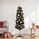  Umjetno usko božićno drvce s kuglicom 150 cm 150 LED lampica - 150 cm s LED žaruljama i bijelim kuglicama | shoptok.hr