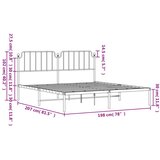 Metalni Kovinski posteljni okvir z vzglavjem črn 193x203 cm | Shoptok.si