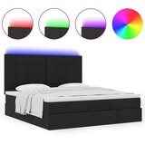 vidaXL Otomanski krevet s madracem i LED crni 180x200cm od tkanine | shoptok.hr