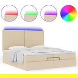  Otomanski okvir kreveta s madracima krem 200x200cm od tkanine | shoptok.hr