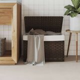  Košara za rublje s poklopcem tamnosmeđa 55 5x35x34 cm poliratan | shoptok.hr