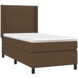  Krevet box spring s madracem LED tamnosmeđi 80 x 200 cm tkanina | shoptok.hr
