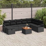  Sjedeća garnitura za vrt 9 kom. Crna poliratan 287 x 177 x 85 cm | shoptok.hr