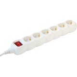 Home Produžni kabel, 6 utičnice, prekidač, 1.5mm², 3 met, bijeli - NV 6K-3/WH/1,5 | shoptok.hr
