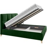 CARRYHOME OBLAZINJENA POSTELJA 140 cm x 200 cm , tekstil temno zelena | Shoptok.si
